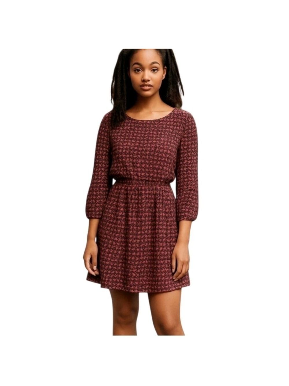 Jay Jewel Neck Long Sheer Sleeve Mini Length Sailboat Bow Back Dress Size Medium